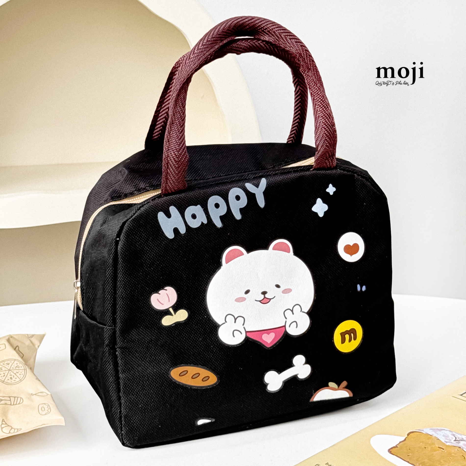 Túi đựng cơm giữ nhiệt Happy dog say hi