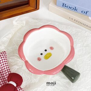 Bát đựng đồ bằng gốm Flower duck face má hồng