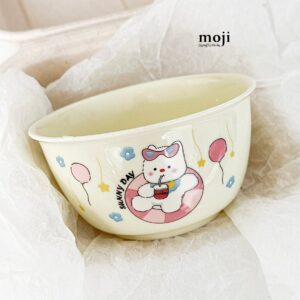 Bát ăn cơm bằng gốm Sunny day dog cún nằm trên phao bơi