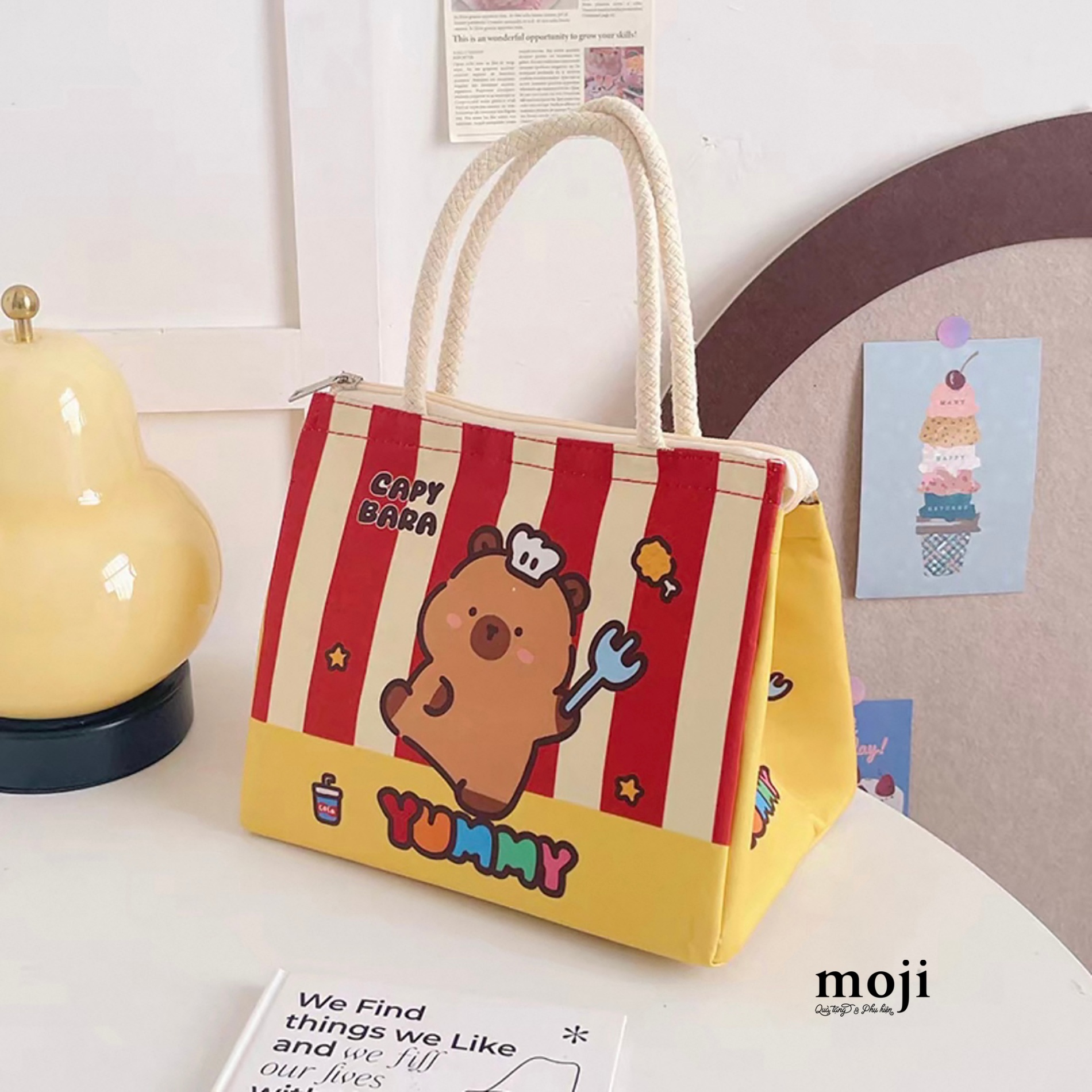 Túi đựng hộp cơm Capybara chef yummy