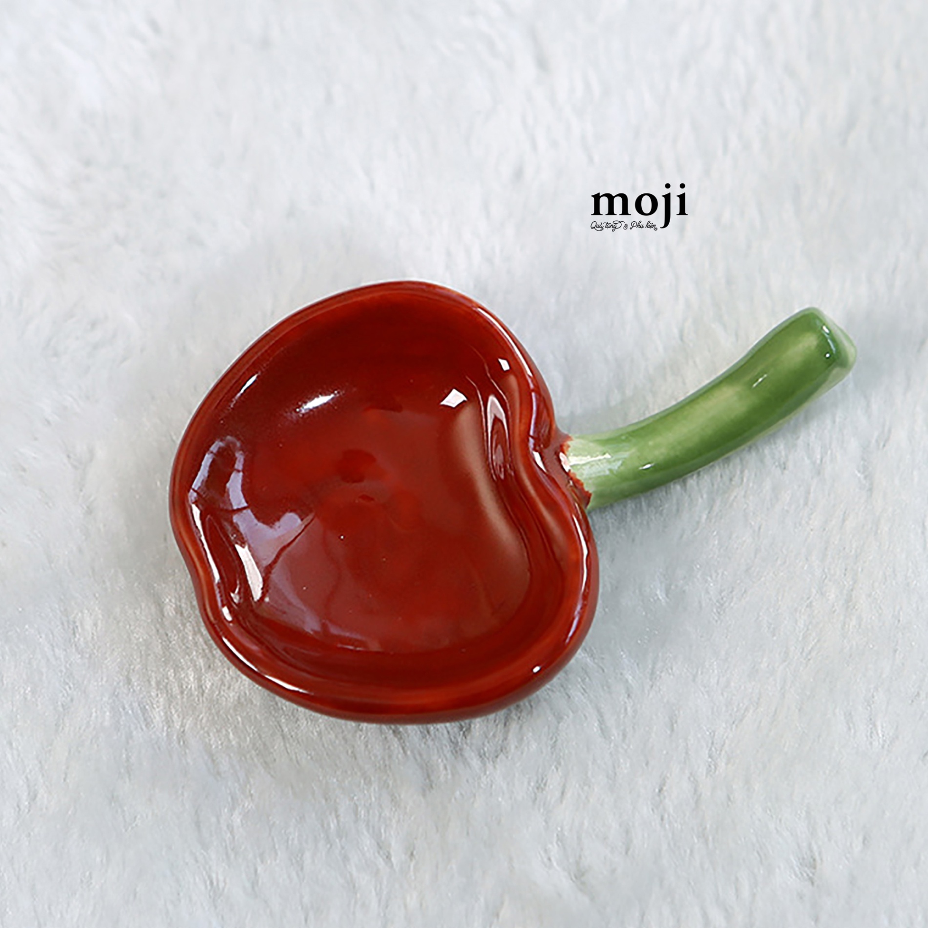 Đĩa đựng đồ mini bằng gốm Fruit apple gác đũa