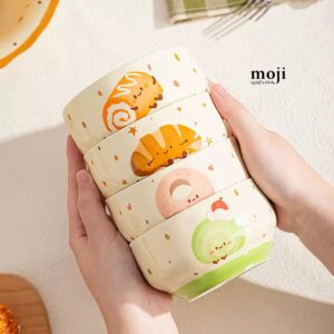 Chén bát gốm sứ Happy sweet cake croissant có chân star heart