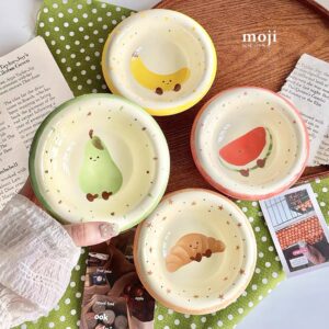 Bát gốm sứ mini Happy fruit croissant nền sao chấm tròn