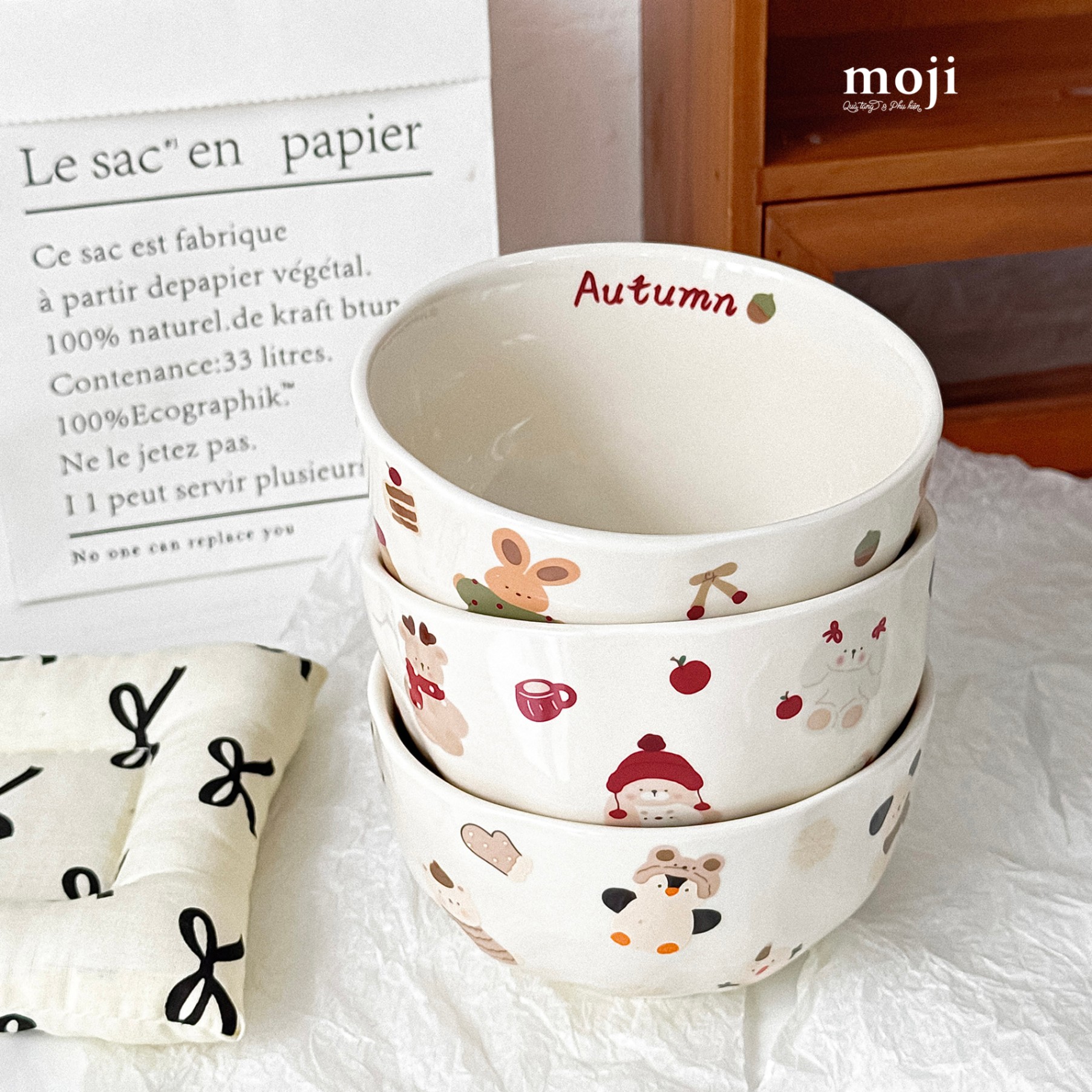 Chén bát gốm sứ Animal season with food