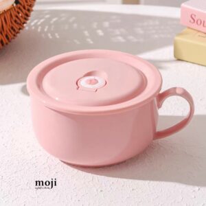 Chén bát gốm sứ kèm nắp sứ Basic one color có quai