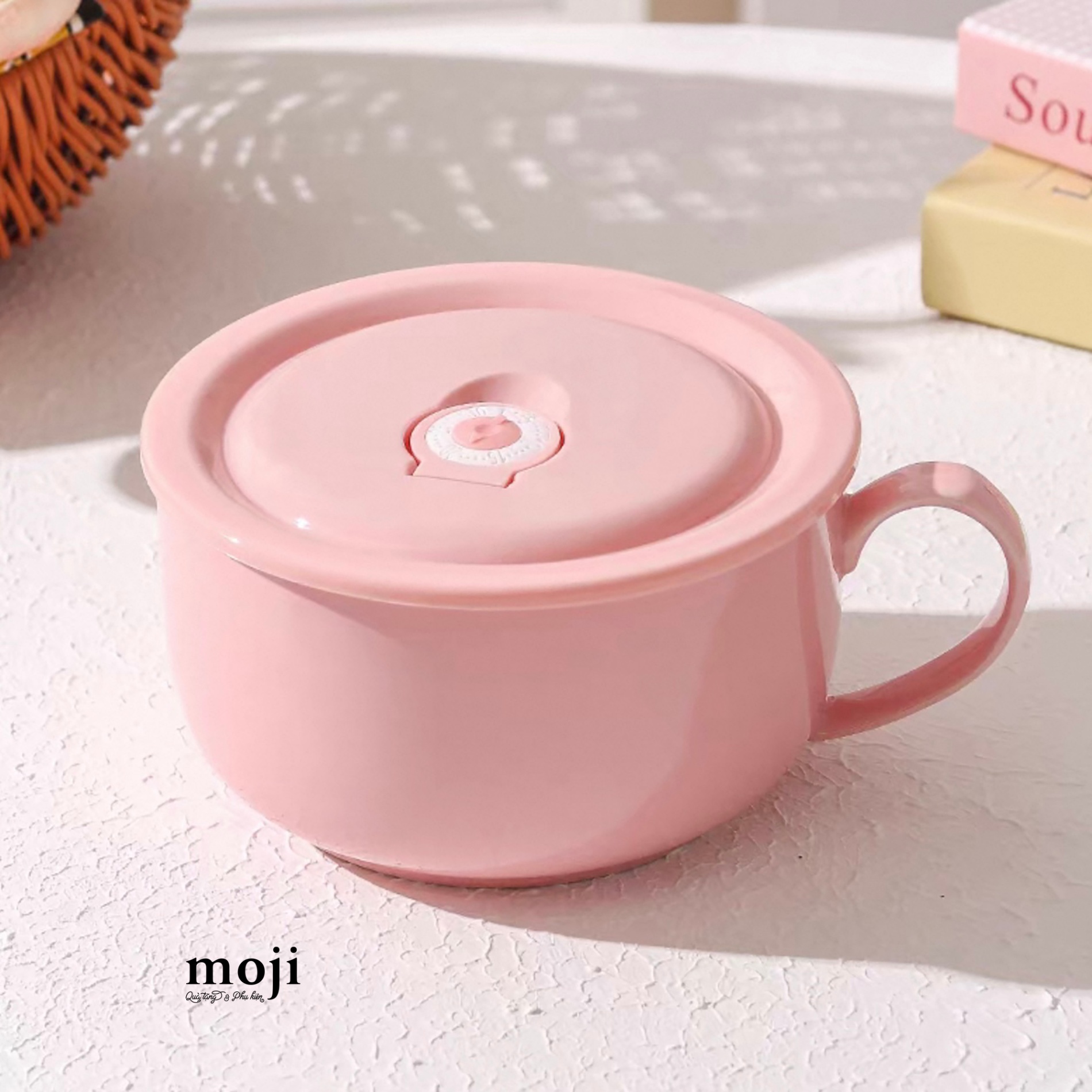 Chén bát gốm sứ kèm nắp sứ Basic one color có quai