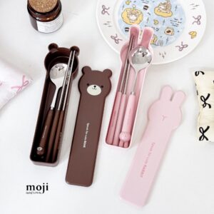 Bộ thìa đũa kim loại Speak for cute rabbit bear