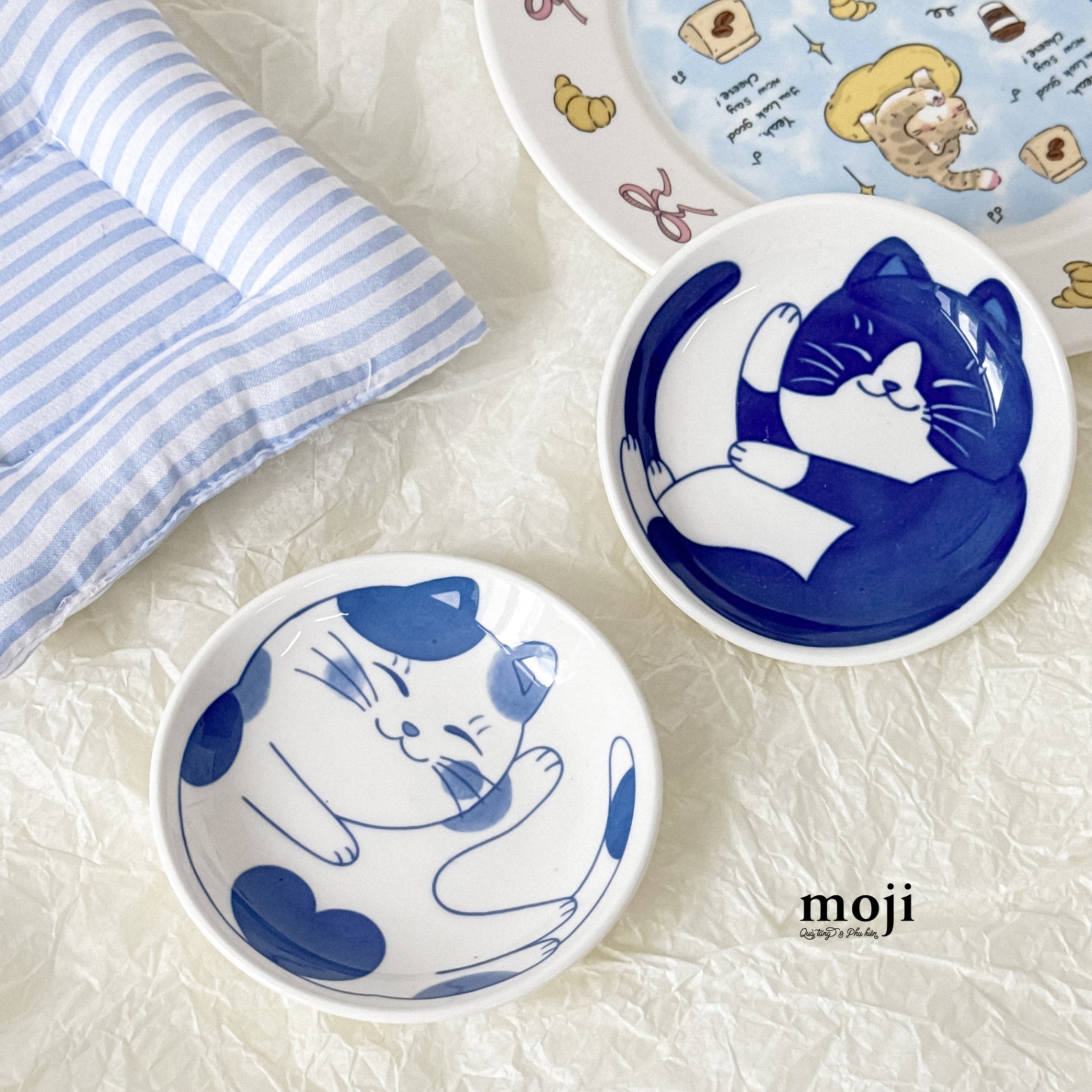 Đĩa gốm sứ mini Big cat cuộn tròn