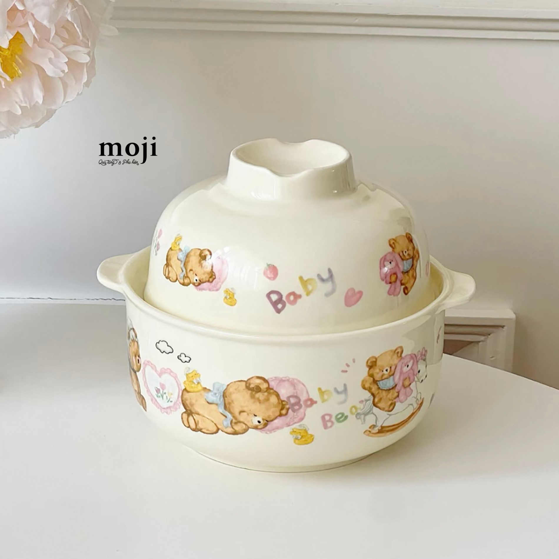 Chén bát Baby bear sleep ngựa gỗ