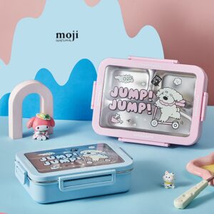 Hộp cơm inox Cute dog ride scooter 3 ngăn